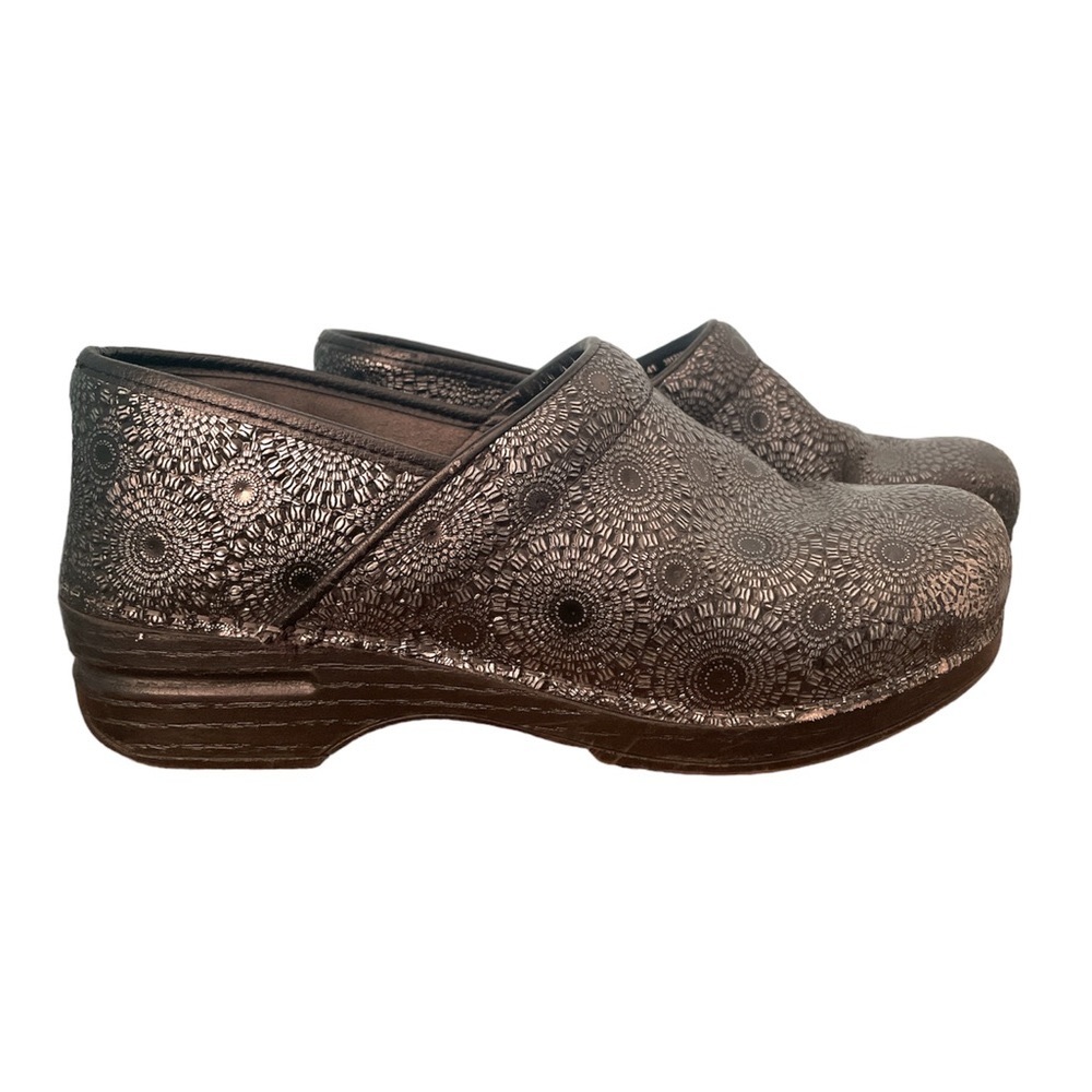DANSKO Women's Black Metallic Circle Pattern Professional Clogs  EU 41